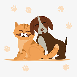 卡通小猫小狗矢量图