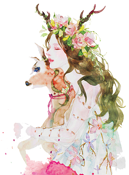 手绘卡通少女