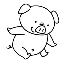 手绘的简笔画小猪