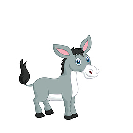 灰色的卡通小毛驴