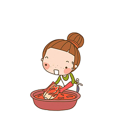 做辣白菜的小女孩