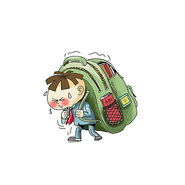 背着大书包的小男孩