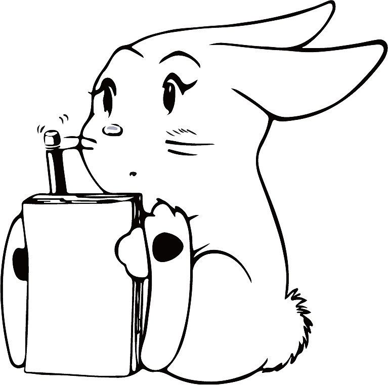 喝饮料的小兔子简笔画
