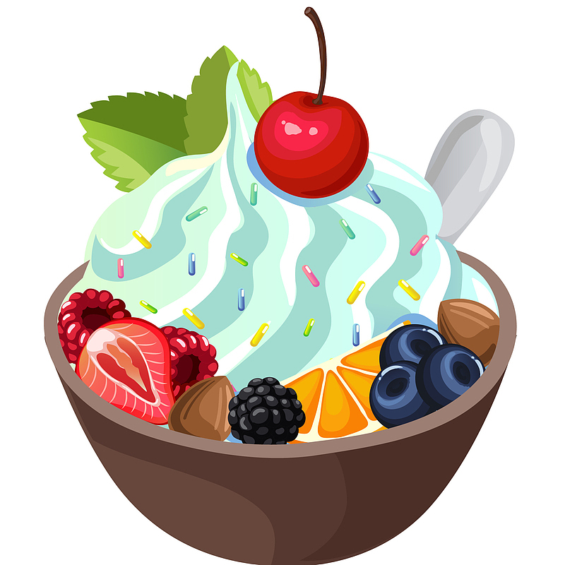 水果冰淇淋矢量插画