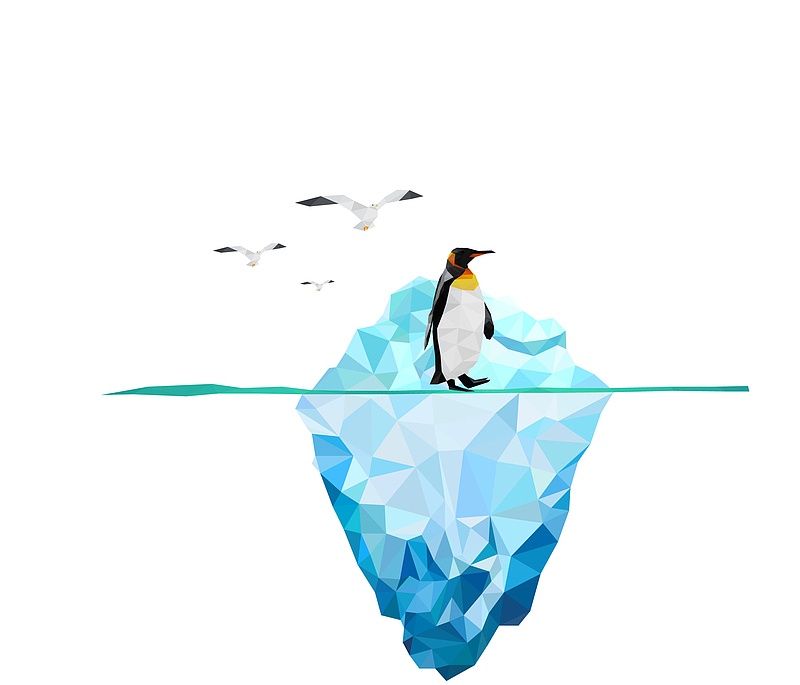 矢量蓝色冰山上的企鹅