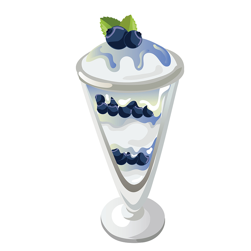 蓝莓层叠冰激淋杯