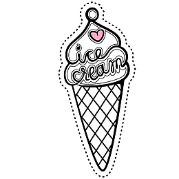 冰激淋简笔字母甜筒