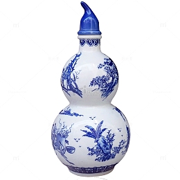 青花瓷葫芦泡酒瓶免扣