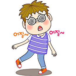 卡通眩晕的男人