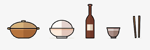 矢量卡通柴米油盐