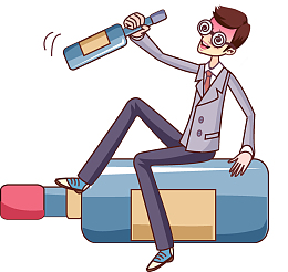 卡通喝酒的男人免抠图