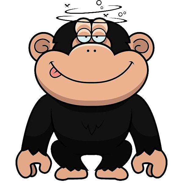 卡通眩晕的黑猩猩
