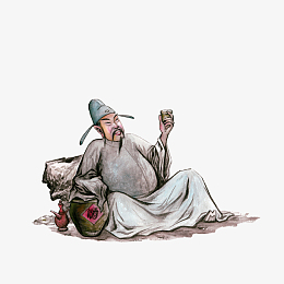 png手绘李白醉酒素材pngpng卡通人物李白简笔 可爱pngpng诗人李白png