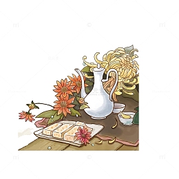 卡通重阳节手绘插画素材