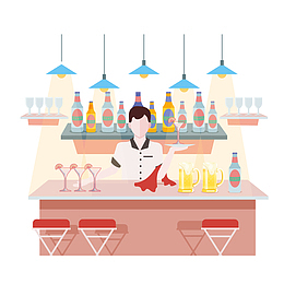 卡通酒吧调酒师PNG
