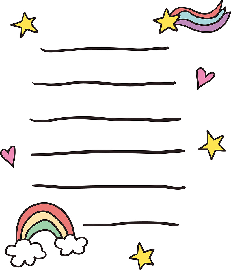 手绘彩虹星星信纸