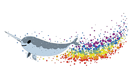 矢量卡通彩虹独角鲸