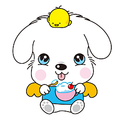 吃冰激凌的狗狗