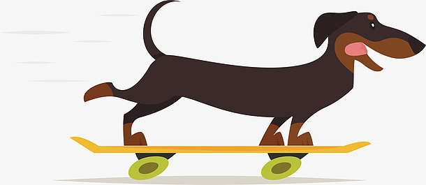 卡通玩滑板的狗狗PNG