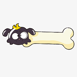 矢量手绘卡通创意俏皮狗狗骨头对