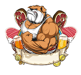 卡通手绘猛男美食插画