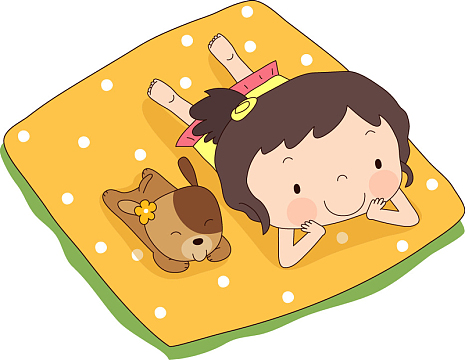 小女孩png卡通手绘休闲玩电脑的女人插画png趴着看书矢量素材epspng趴