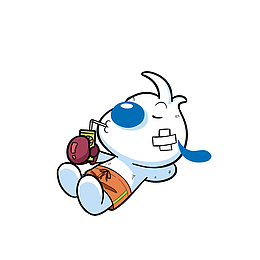卡通躺着喝饮料的小狗素材