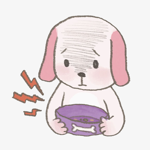 卡通拿着饭盆的小狗免抠图