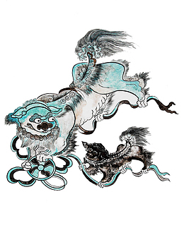 国画狮子狗