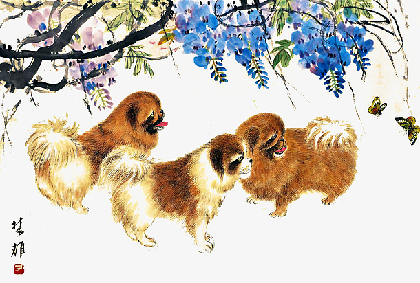 三狗水墨免抠素材免费下载 觅元素51yuansu Com