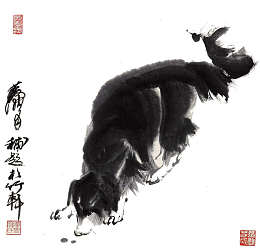 国画水墨狗
