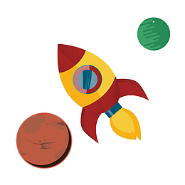 手绘卡通火箭宇宙飞船矢量素材