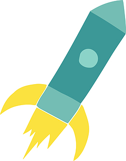 卡通手绘儿童画火箭素材