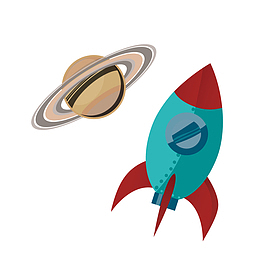 手绘卡通火箭飞船宇宙航天矢量素
