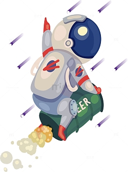 卡通创意火箭宇航员人物插画