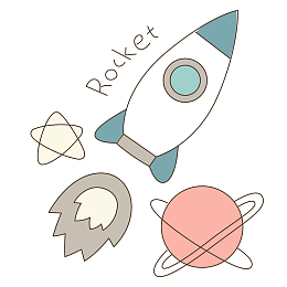 火箭卫星卡通宇宙星球交通工具素