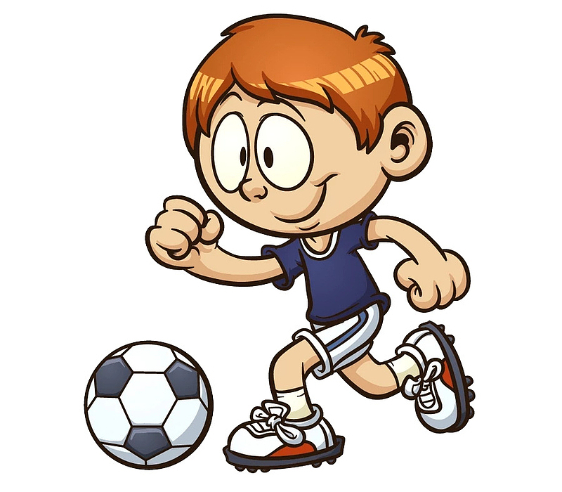 可爱卡通踢足球男孩