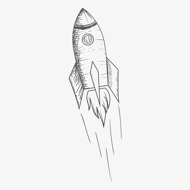 火箭升空素描画图片