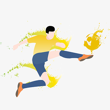 手绘卡通人物踢足球