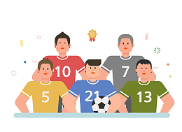 卡通足球队合影免抠图