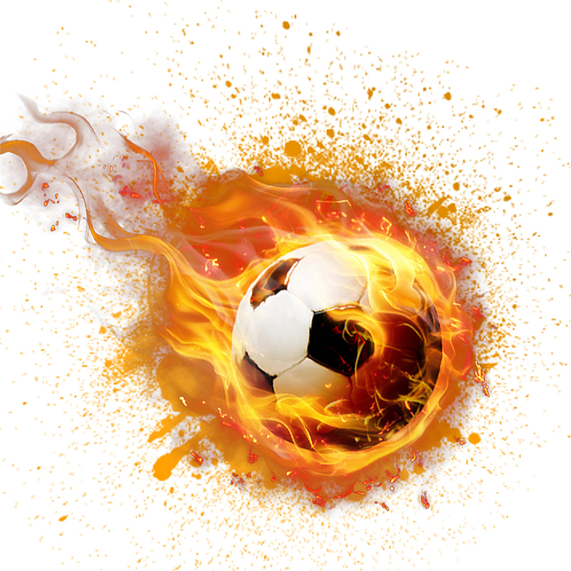 手绘创意带火的足球