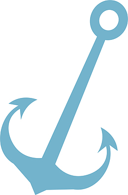 船锚蓝色手绘矢量