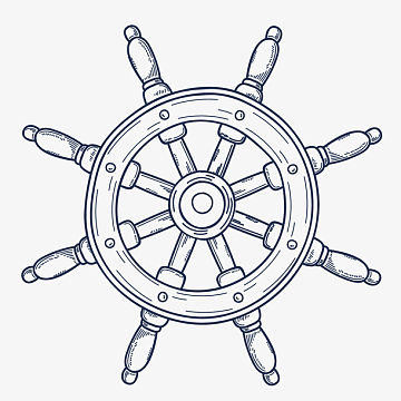 线描复古航海方向盘