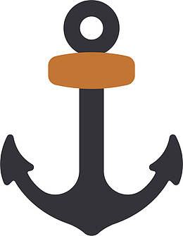 金属扁平风格黑色船锚