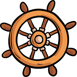 清凉夏日手绘船舵矢量素材