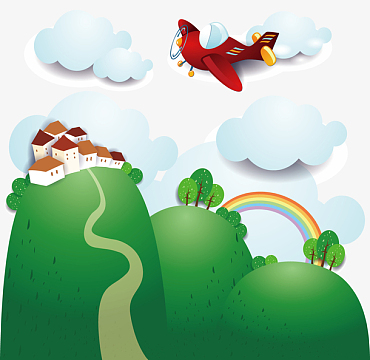 绿色山路免抠素材aipng矢量扁平走路宇航员epspng卡通国庆背景psdjpg