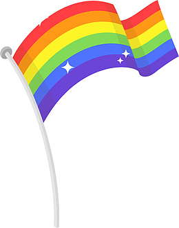 矢量手绘彩虹旗子