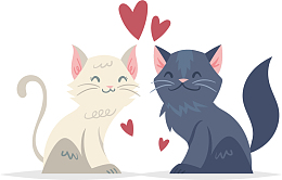 矢量图可爱的黑白猫猫情侣