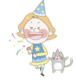 喝彩的女孩和小猫