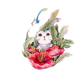 小猫花丛图素材图片
